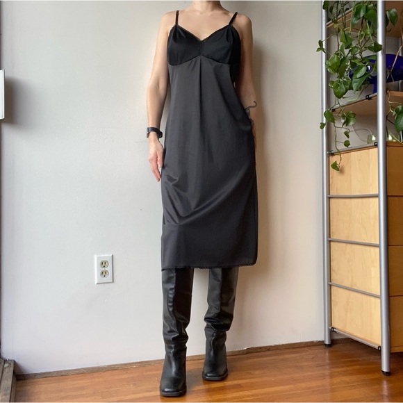 Vintage black midi slip dress - Picture 2 of 8
